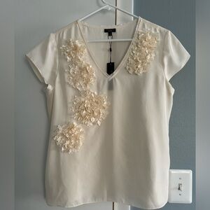 Beautiful NWT Silk Talbots Blouse with floral embellishments in Size 12
